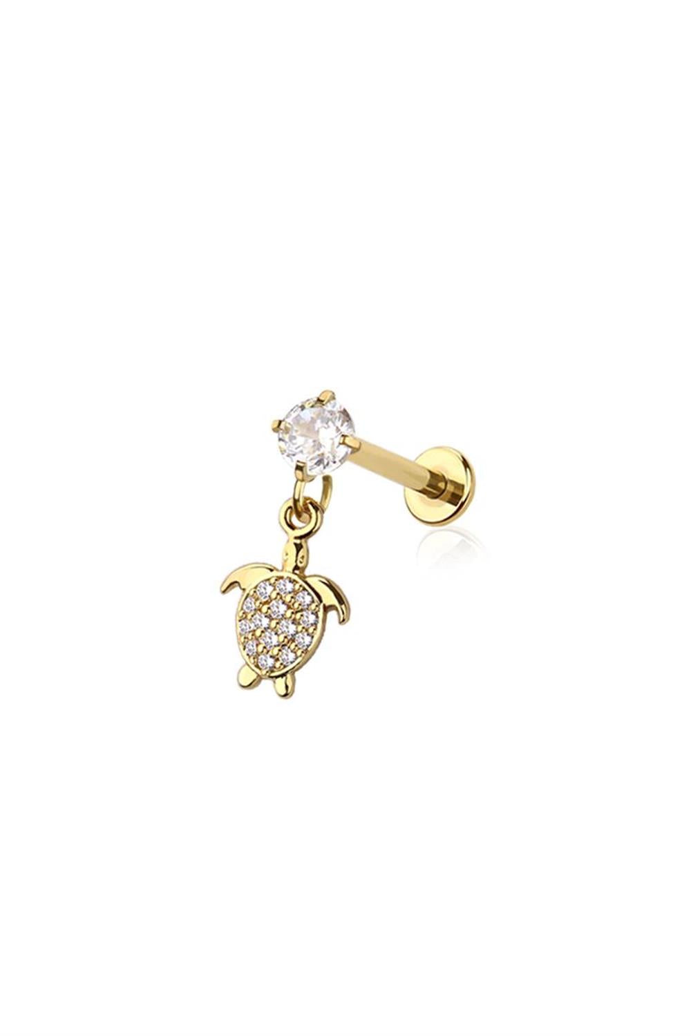 16G Surgical Steel Turtle Dangle (8mm) For Ear Piercings